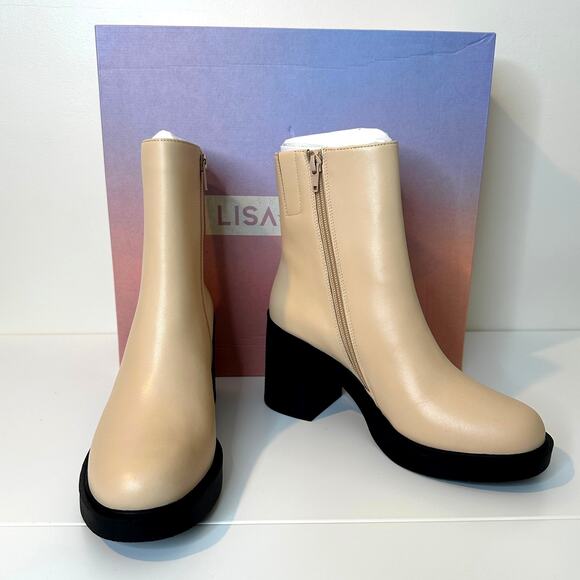 Lisa Vicky VALID-V Ankle Boots Women’s 7.5 Beige Polish Calf with Box NEW - Picture 1 of 6